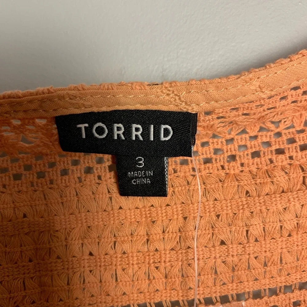 NWT Torrid Cotton Button Up Embroidered Crochet Tank 3X